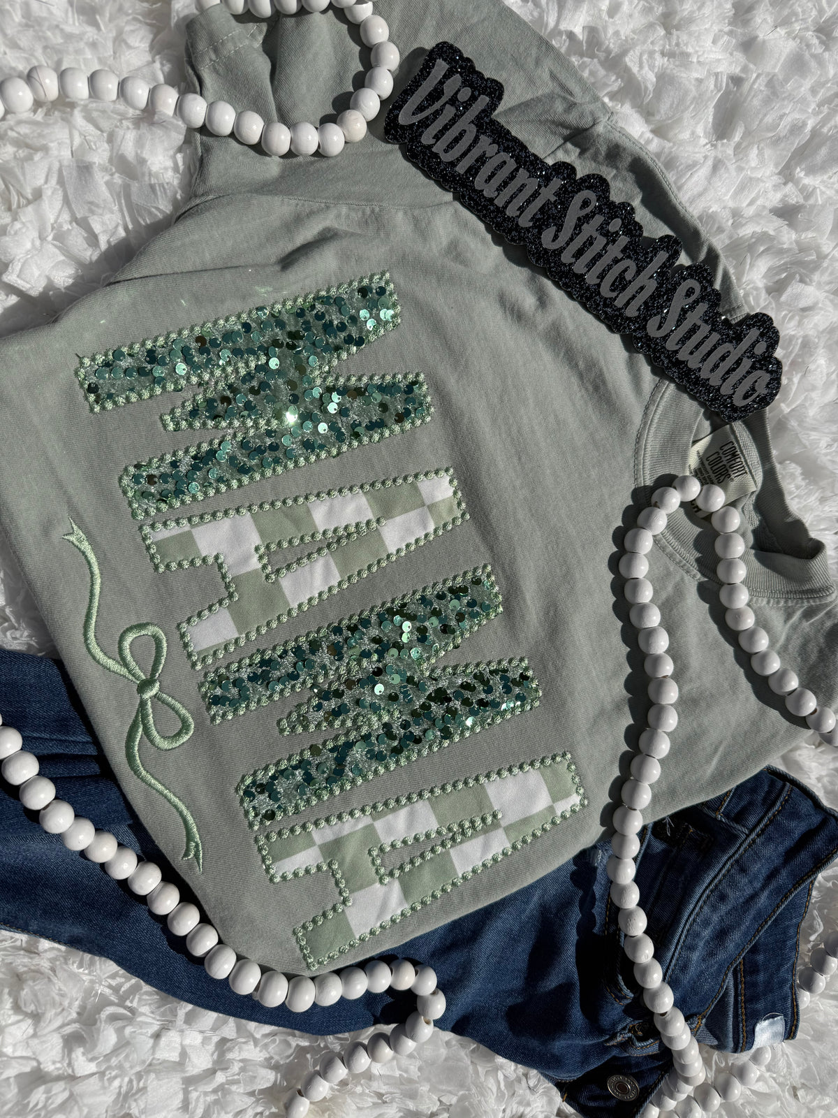 Checkered Sequins T-shirt